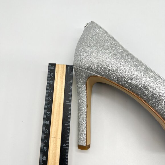 Michael Michael Kors 7.5M Chantal Silver Platforms Pumps Heels Shoes - Picture 14 of 15